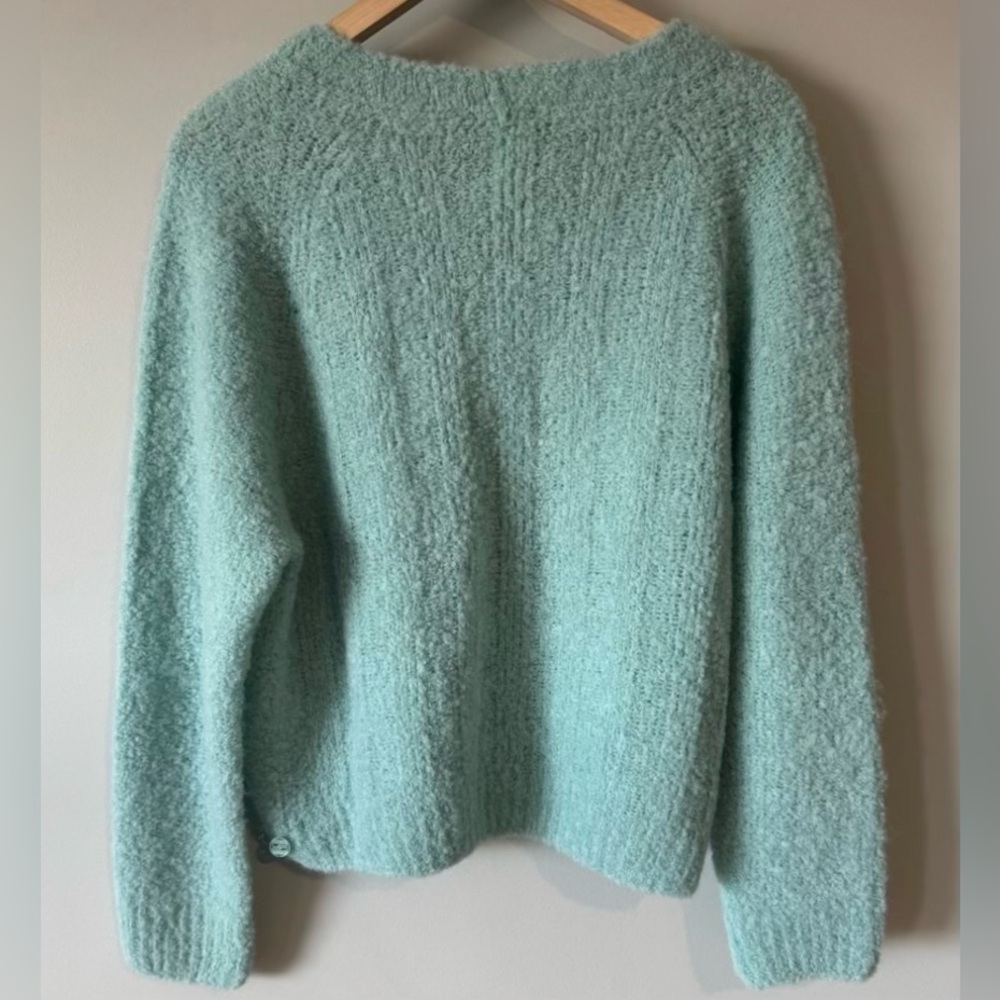 Marc Cain Sport Teal Alpaca Wool V-Neck Chunky Knit Sweater Oversized Small - Picture 3 of 14